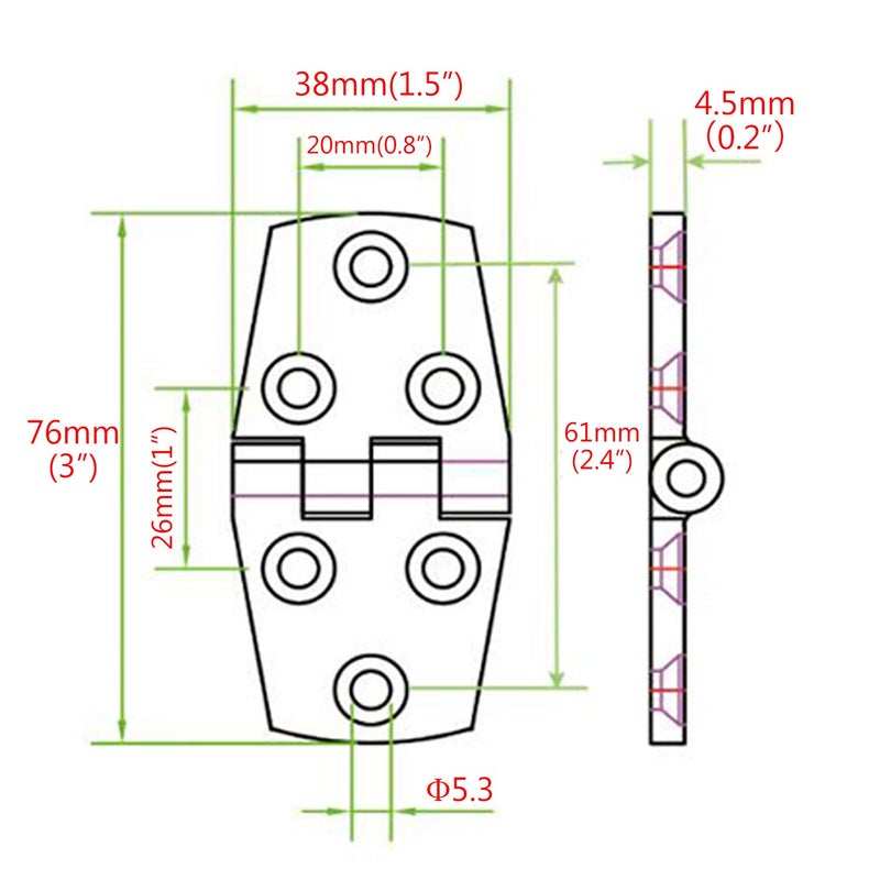 NRC&XRC Marine Grade CAST Solid 316 Stainless Steel Mirror Polished Door Hinge 3" x 1.5" for Boat, RVs (Pair) - Image 4